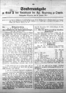 Sonderausgabe zu St&uuml;ck 3 des Amtsblattes der K&ouml;niglichen Regierung zu Oppeln