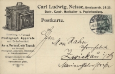 Carl Ludwig, Neisse : Breslauerstr. 24/25. Buch-, Kunst-, Musikalien- u. Papierhandlung