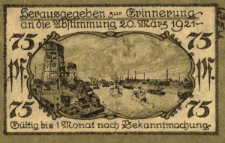 Koźle : [awers:] Stadt Cosel O.S. 75 Pf. [rewers:] Herausgegeben zur Erinnerung an die Abstimmung 20. März 1921