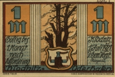 Kłodnica : [awers:] Klodnitz=Oderhafen 1 M [rewers:] Klodnitz=Oderhafen, Gewalt geht von Recht. Poln. Insurgenten&uuml;berfal Mai 1921