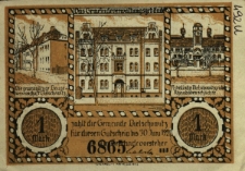 Bielszowice : [awers:] 1 Mark zahlt die Gemeinde Bielschowitz f&uuml;r diesen Gutschein [rewers:] Dieses Geld wird ausgegeben zur Erinnerung an die am 20. M&auml;rz stattfindende Abstimmung in Oberschlesien