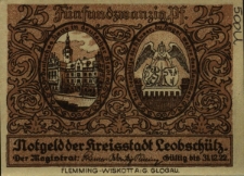 Głubczyce : [awers:] Notgeld der Kreisstadt Leobschütz 25 Pf. [rewers:] Allhier ist zu schauen, wie die Lübschützer Frauen mit Steinen u. siedendem Pech Vertreiben den Polen u. Tschech