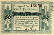 Paczk&oacute;w : [awers:] Notgeld N 46950 Stadt Patschkau 50 Pf. [rewers:] Gymnasium