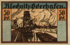 Kłodnica : [awers:] Klodnitz=Oderhafen 50 Pf. [rewers:] Klodnitz=Oderhafen