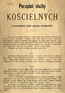 Porządek służby dla kościelnych w austryackiej części dycezji wrocławskiej
