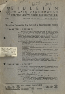 Biuletyn Związku Zawodowego Pracowników Dróg Kołowych R.P.