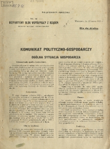 Komunikat polityczno-gospodarczy. Og&oacute;lna sytuacja gospodarcza