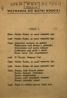 Wezwania do Matki Boskiej [Podpis:] Ks. Latusek