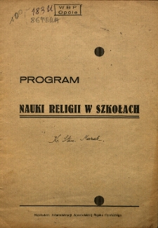 Program nauki religii w szkołach na rok szkolny 1947/48