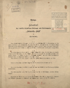 Statut des r&ouml;misch=katholischen Rettungs= und Waisenhauses "Heinrichs-Stift" zu Czarnowanz. Ehrw&uuml;rdige geliebte Mitbr&uuml;der!