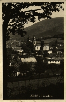 Hejnice : panorama miejscowosci z widokiem na kościół pw. Nawiedzenia Najświętszej Marii Panny