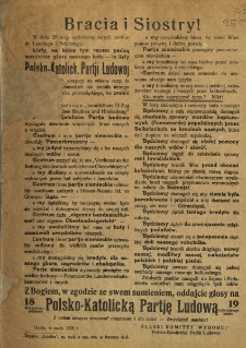 Bracia i Siostry [Inc.:] W dniu 20 maja wybieramy swych posł&oacute;w do Landstagu i Reichstagu