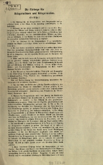 Die F&uuml;rsorge f&uuml;r Kriegerwitwen und Kriegerwaisen