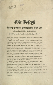 Wir Joseph durch Gottes Erbarmung und des heiligen... [Podpis:] Joseph