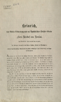 Heinrich, von Gottes Erbarmung und des Apostolischen Stuhles Gnade...