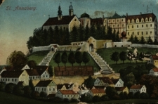 G&oacute;ra Świętej Anny : pozdrowienia z G&oacute;ry Św. Anny &ndash; panorama wsi z widokiem na klasztor