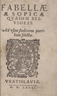 Fabellae Aesopicae quaedam breviores. Ad usum studiorum puerilium selectae