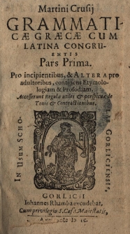 Grammaticae Graecae cum Latina congruentis. Pars 1-2