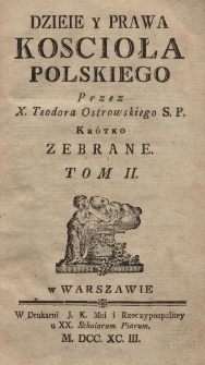 Dzieie y prawa Koscioła Polskiego T.II