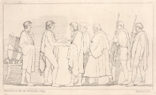 Patroklos i Achilles przyjmują Odyseusza, Ajasa i Fojniksa