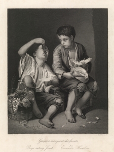 Gar&ccedil;ons mangeant des fruits / Boys eating fruit / Essende Knaben / Chłopcy jedzący