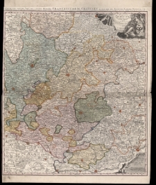 Circuli Franconiae Pars Orientalis Et Potior novissime delineata quam Illustrissimis Generosissimis ac Excellentissimis Dn Dn Toti[us] Circ.Francon.Legatis pro Salute publ. Norimbergae congregatis Dominis suis Gratiosis humillime D.D.D.IO.Bapt.Homann = Erster und Groster theil des Ganzten Hochlobl.Franckischen Craisses In Welchem Die Bisthumer Bamberg, Wortzburg Und Aichstett, die Marggr.Culmbach und Onoltzbach das Hortzog. Coburg, F&uuml;rstent. Schwartzenberg, Graffsch. Hohenlo, Castel, Limburg und Seinsheim, das Nornbergische Gebiet und die H&auml;lffte der angrenzenden Obern Pfaltz mit vorgestelt werden.