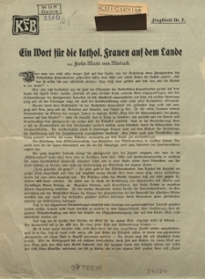 Ein Wort f&uuml;r die kathol. Frauen auf dem Lande. Fluggblatt Nr.7