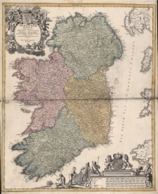 Hiberniae Regnum tam in praecipuas Ultoniae et Connaciae, Laceniae et Momoniae, quam in minores earundem Provincias et Ditiones divisum ex prototypo Guil.Petty - Vischeriano deductu et exhibitura a Ioh.Bapt.Homanno.