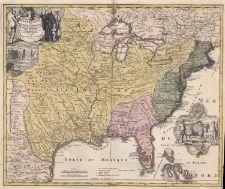 Amplissimae Regionis Mississipi Seu Provinciae Ludovicinae a R.P. Ludovico Hennepin Francisc Miss. in America Septentrionali Anno 1687 detectae, nunc Gallorum Coloniis et Actionum Negotiis toto Orbe celeberrimae. Nova Tabula edita a Io.Bapt.Homanno S.C.M. Geographo.