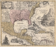 Regni Mexicani Seu Novae Hispaniae, Ludovicianae N. Angliae, Carolinae, Virginiae Et Pensylvaniae Nec Non Insularum Archipelagi Mexicani In America Septentrionali accurata Tabula exhibita A Ioh.Baptista Homanno