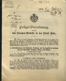 Polizei-Verordnung betreffend den Stra&szlig;enverkehr in der Stadt Oels