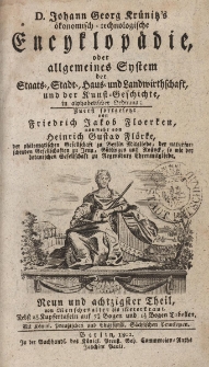 D. Johann Georg Kr&uuml;nitz &ouml;konomisch = technologische Encyklop&auml;die oder allgemeines System der Staats- Stadt- Haus- und Landwirthschaft, und der Kunst=Geschichte, in alphabetischer ordnung