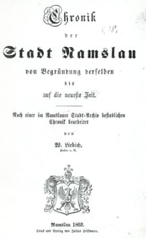 Chronik der Stadt Namslau von Begr&uuml;ndung derselben bis auf die neueste Zeit