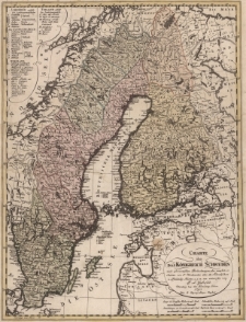 Charte &uuml;ber das Koenigreich Schweden nach astronomischen Beobachtungen, den neuesten Charten von J. Nordenanker die Schwedischen und Finl&auml;ndi K&uuml;sten u.a.m. neu entworfen von F.L.G&uuml;ssefeld