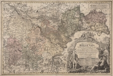 PRINCIPATUS SILESIAE BREGENSIS exactissima Tabula Geographica exhibens Circulos BRIEG, OHLAU, STREHLEN, NIMBTSCH, CREUTZBURG et PITSCHEN una cum adjacente Districtu NAMBSLAVIENSI, ad Principatum Wratislaviensem alias pertinente &aacute; I. W. WIELAND Geometra et Locumt. accurate delineata et ob praematuram mortem Authoris denuo rectificata per Caesareum Locumt. et Archit. militarem MATTHAEVM &aacute; SCHVBARTH Sumptibus PRINCIPVM ac ORDINVM SILESIAE A. O. R. MDCCXXXVI. excusa Norimbergae ab Hered. Homannianis. Cum speciali Sac. Caes. Maj. Privilegio.