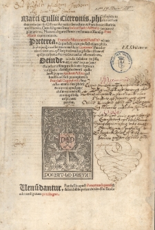 Marci Tullii Ciceronis philosophiae totius ac facu[n]diae principis de officiis, amicitia, senectute & paradoxis illustria monimenta Cum diligentissima Iodoci Badii Ascensii textus explanatione, nec non... Petri Marsi commentariis. Praeterea Francisci Maturantii Perusini... in eiusdem Ciceronis Paradoxis co[m]mentaii... Deinde tabula fideliter imp[re]ssa & aucta... Demu[m]... epistolae Andreae Alsini...