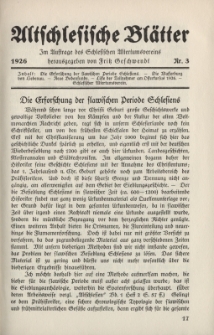 Altschlesische Bl&auml;tter 1926 : Jg.1, Nr 3