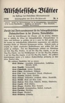 Altschlesische Bl&auml;tter 1926 : Jg.1, Nr 4