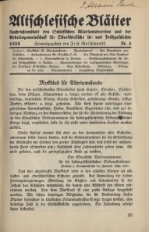 Altschlesische Bl&auml;tter 1928 : Jg.3, Nr 3