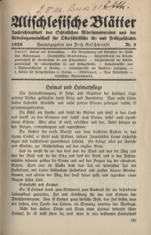 Altschlesische Bl&auml;tter 1928 : Jg.3, Nr 5