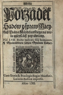 Porządek sądów y spraw Mieyskich Prawa Maydeburskiego