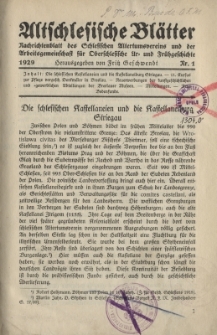 Altschlesische Bl&auml;tter 1929 : Jg.4, Nr 1
