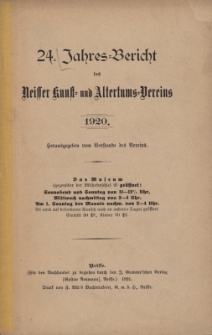 Jahresbericht des Neisser Kunst- und AltertumsVereins 1920: Jg.24