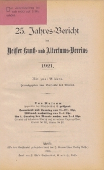 Jahresbericht des Neisser Kunst- und AltertumsVereins 1921: Jg.25