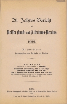 Jahresbericht des Neisser Kunst- und AltertumsVereins 1922: Jg.26