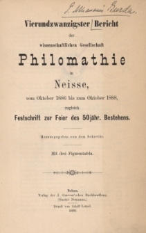 Ber.24 : vom Oktober 1886 bis zum Oktober 1888