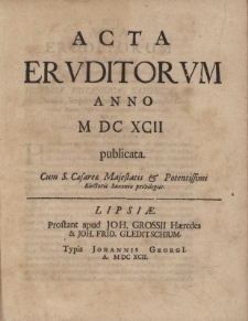 Acta Eruditorum Anno M DC XCII publicata