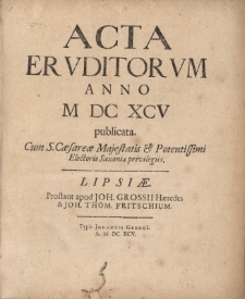 Acta Eruditorum Anno M DC XCV publicata