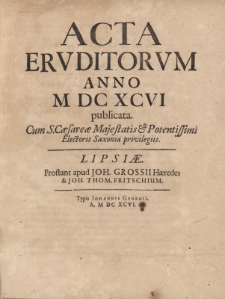 Acta Eruditorum Anno M DC XCVI publicata