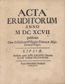 Acta Eruditorum Anno M DC XCVII publicata
